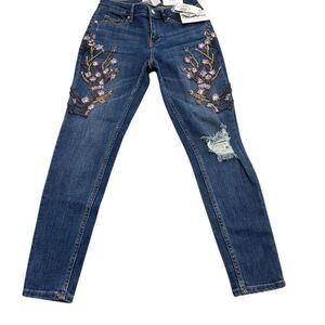 For the Republic Women's Beaded Embellished Skinny Jeans Size 2‎ Blue